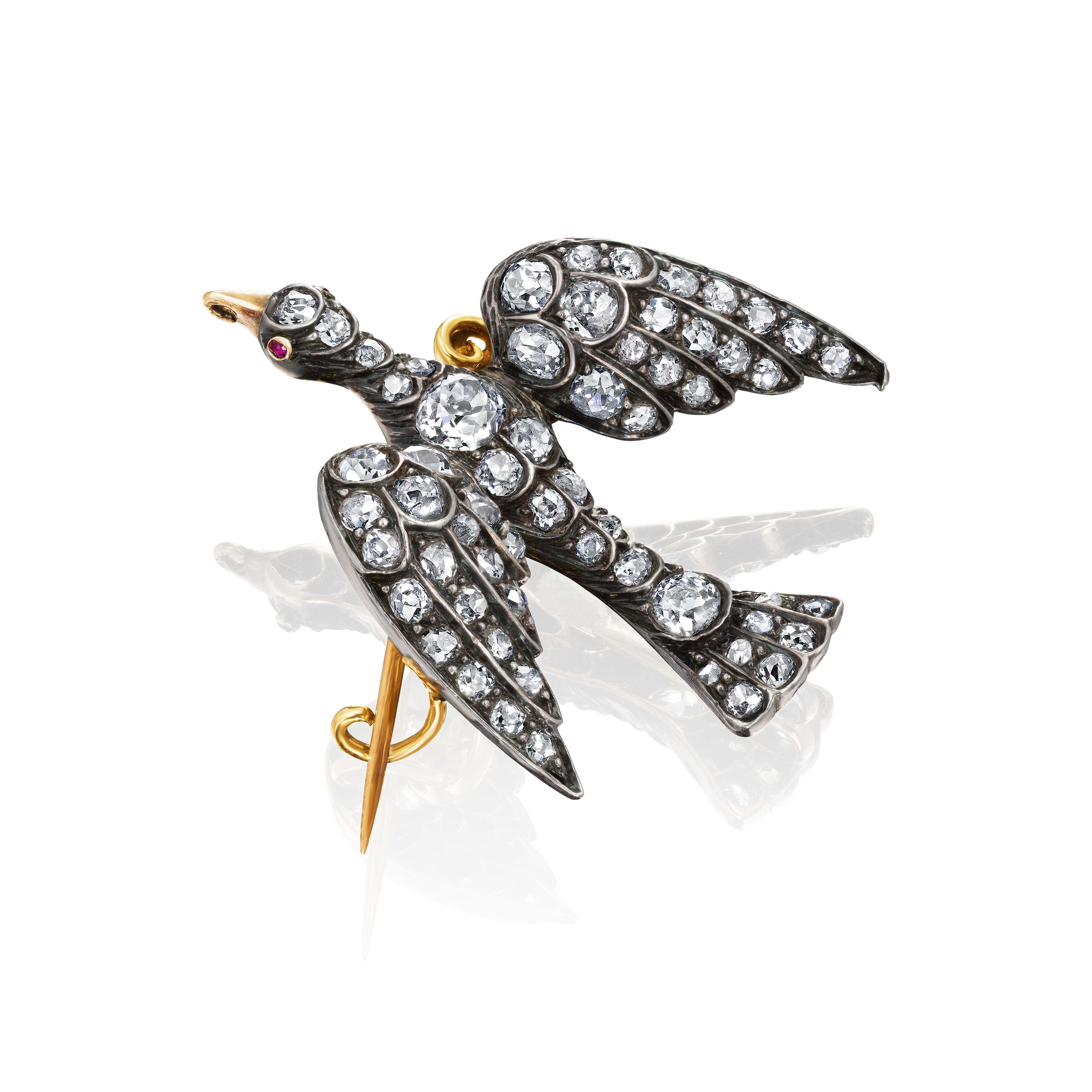 Diamond Set Bird Brooch