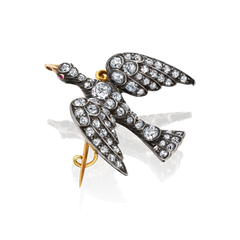 Diamond Set Bird Brooch
