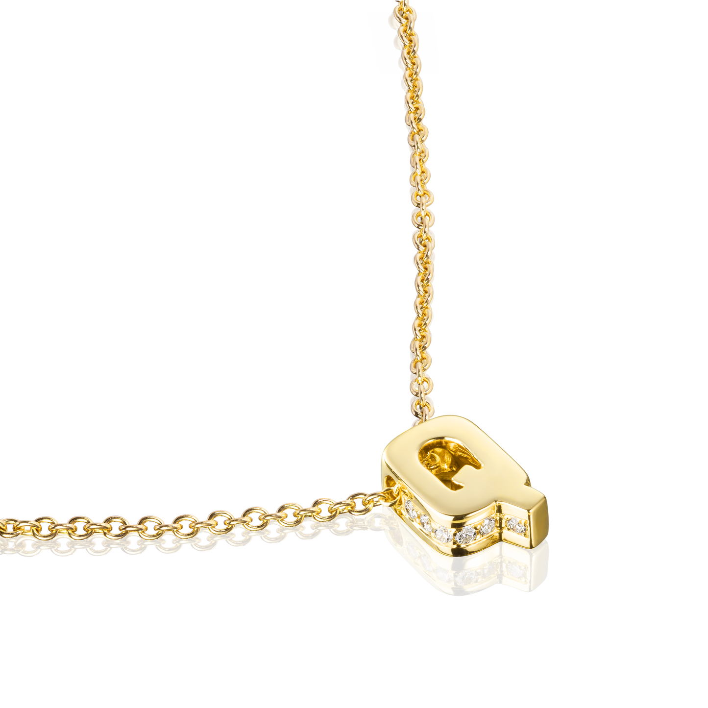18ct Yellow Gold Initial Pendant with Diamond Set Accents