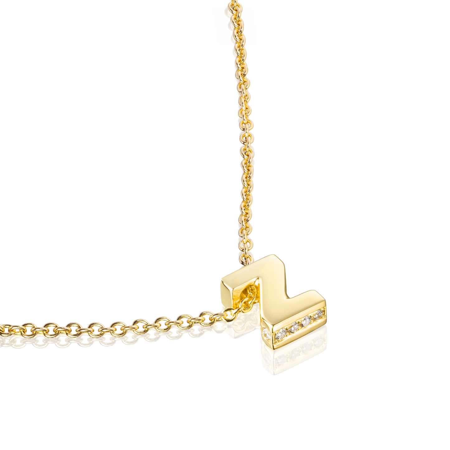 18ct Yellow Gold Initial Pendant with Diamond Set Accents