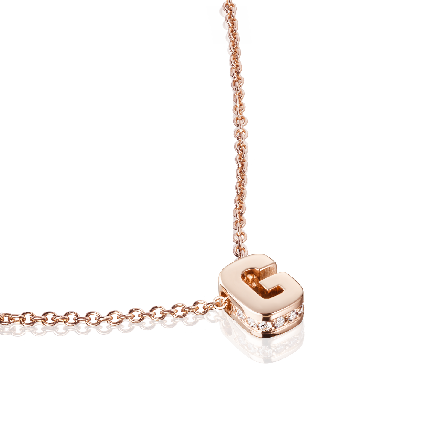 18ct Rose Gold Initial Pendant with Diamond Set Accents