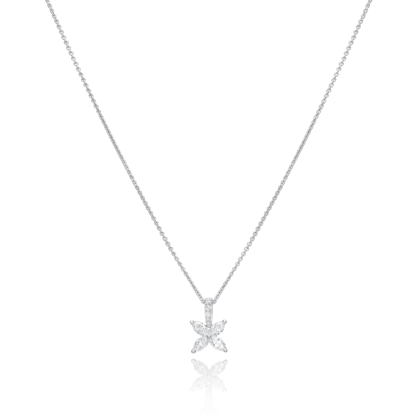 Marquise-Cut Diamond Flower Pendant