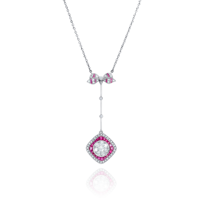 Old Cut Diamond and Ruby Drop Pendant