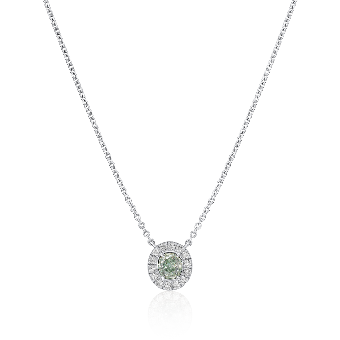 0.58cts Natural Fancy Green Diamond Cluster Pendant