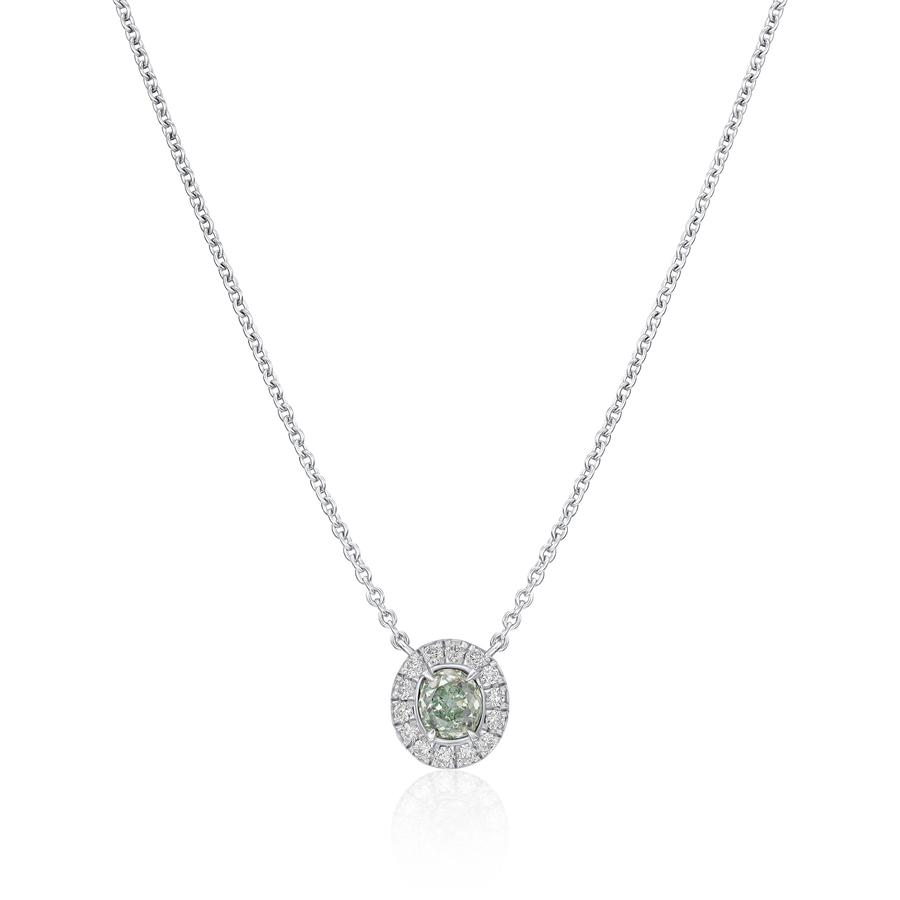 0.58cts Natural Fancy Green Diamond Cluster Pendant