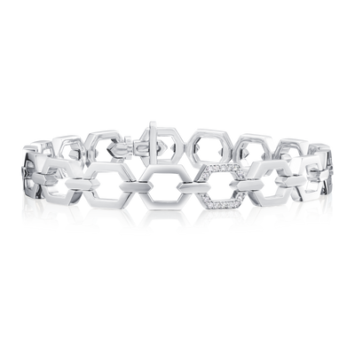 Nectar Platinum Bracelet With Diamond Set Link