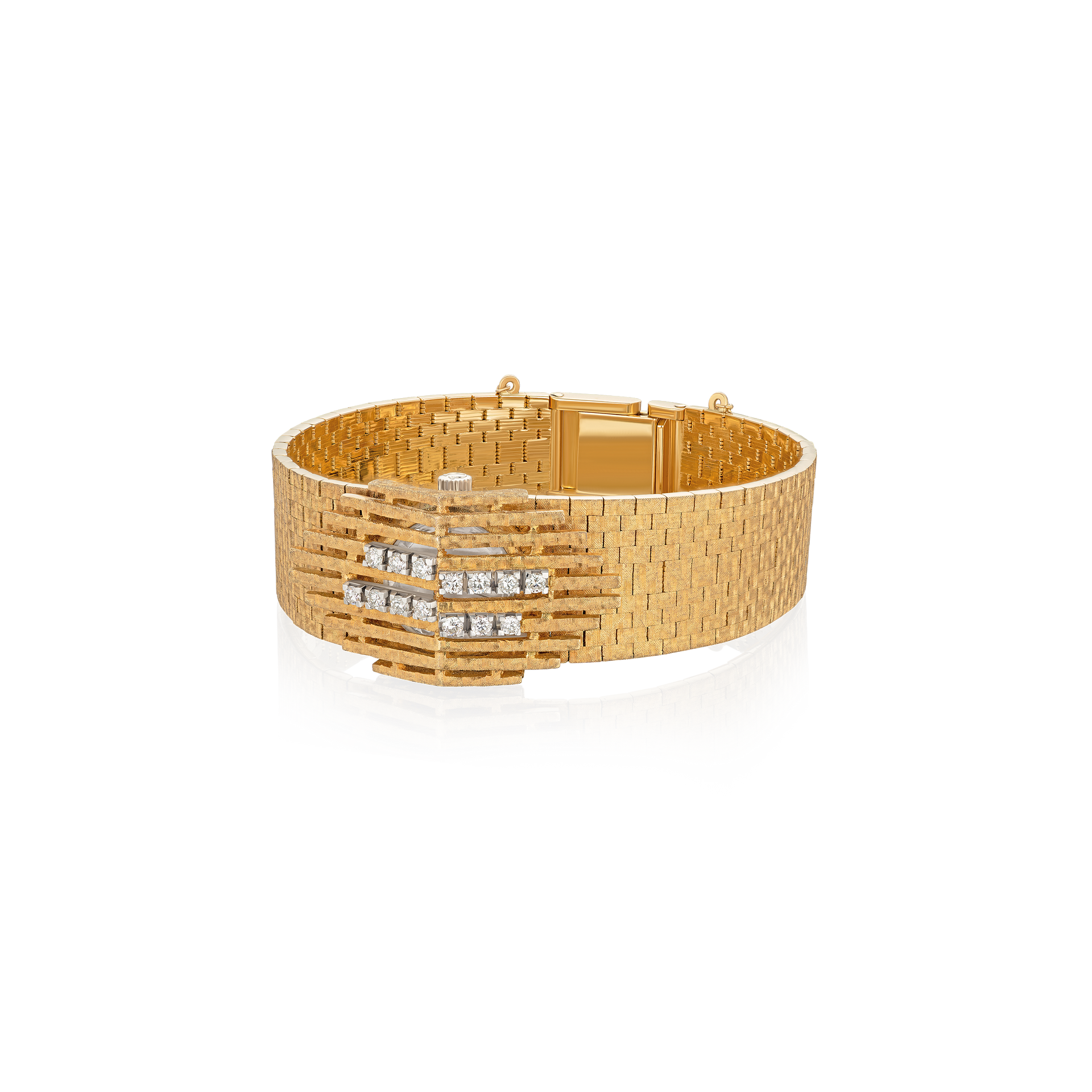 Brushed Effect 18ct Yellow Gold Link Omega Watch Bracelet G Collins