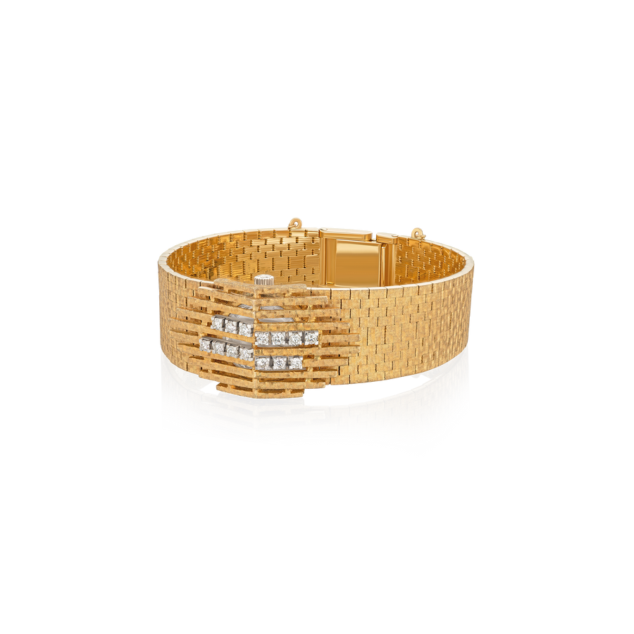 Brushed Effect 18ct Yellow Gold Link Omega Watch Bracelet