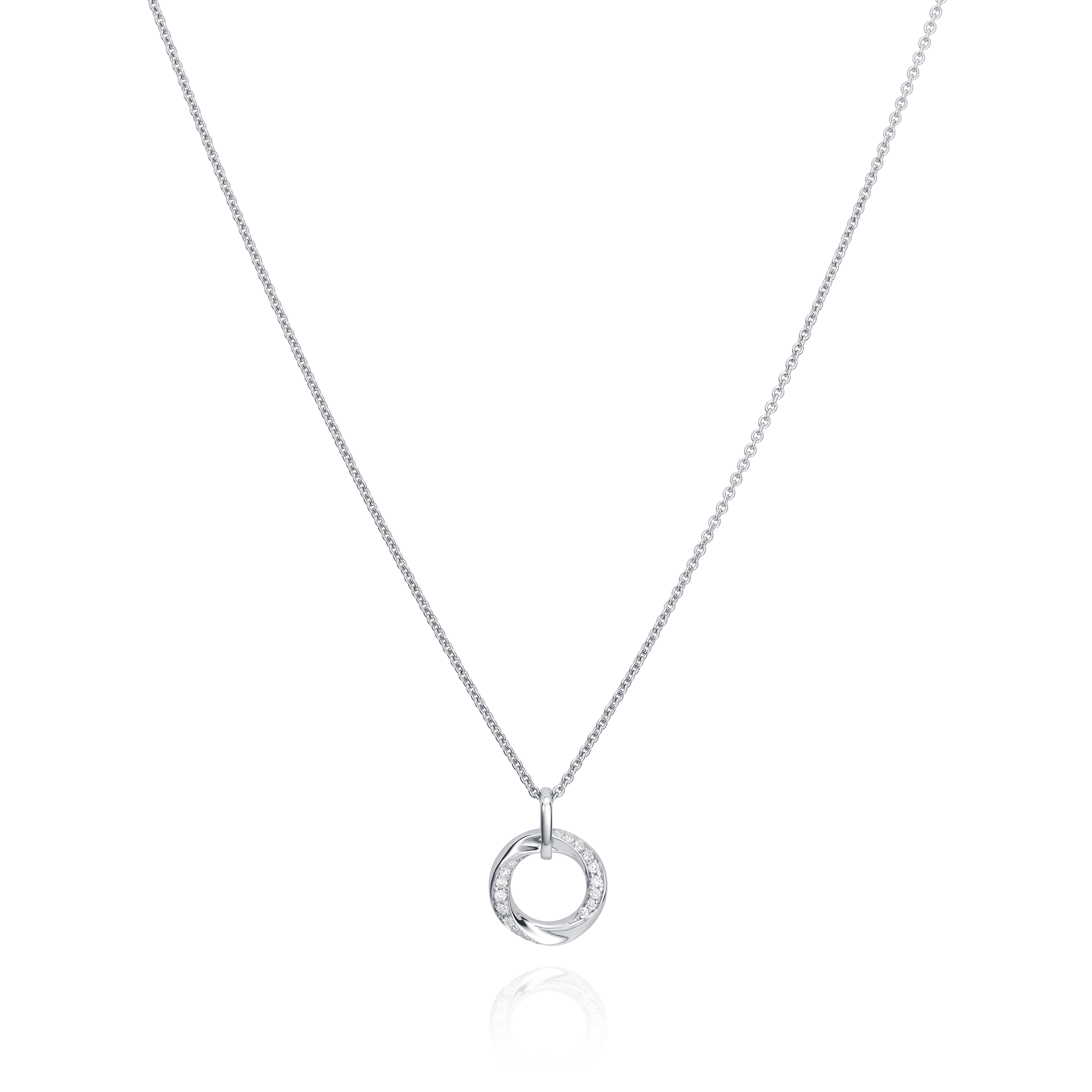 18ct White Gold Circle Pendant Set With Diamonds