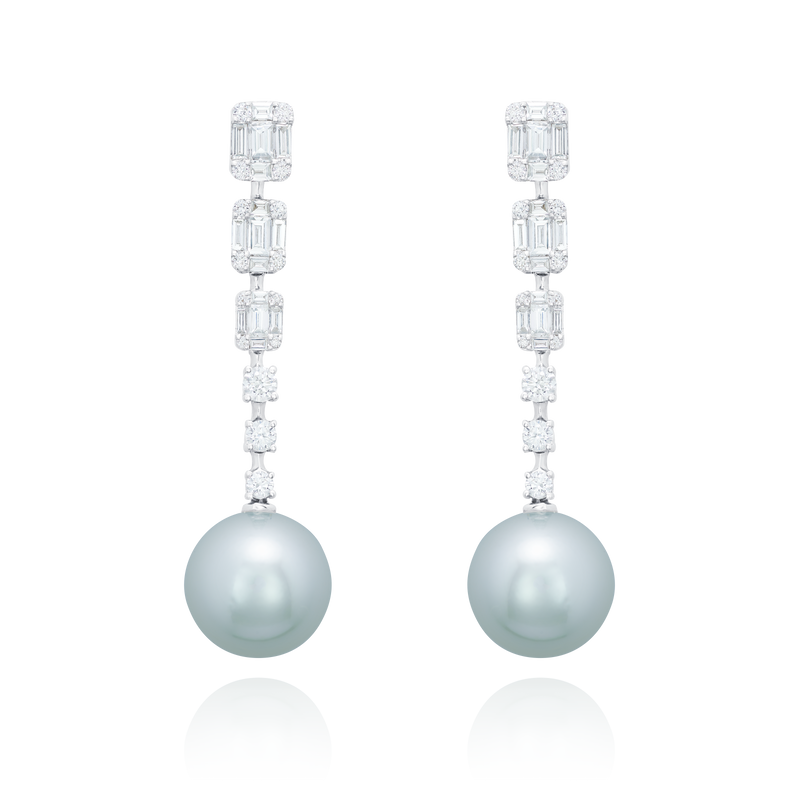 South Sea Pearl and Diamond Drop Earrings