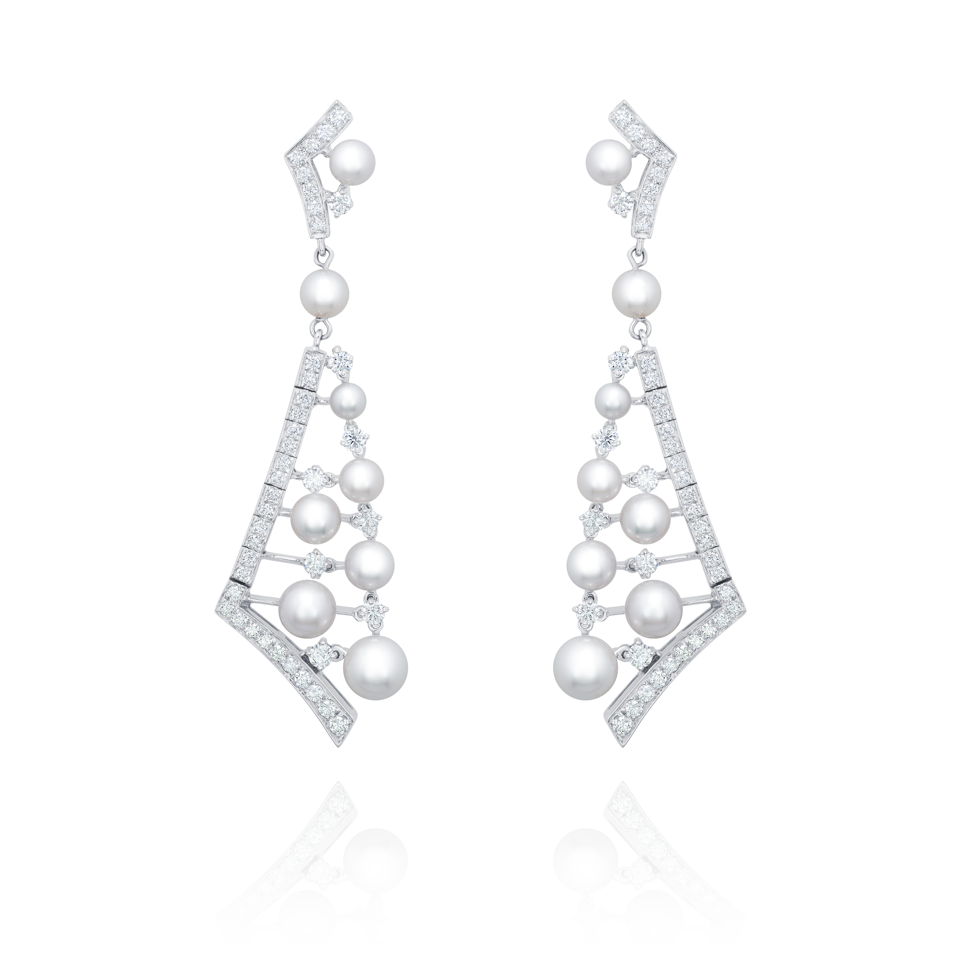 Pearl and Diamond Cascading Earrings
