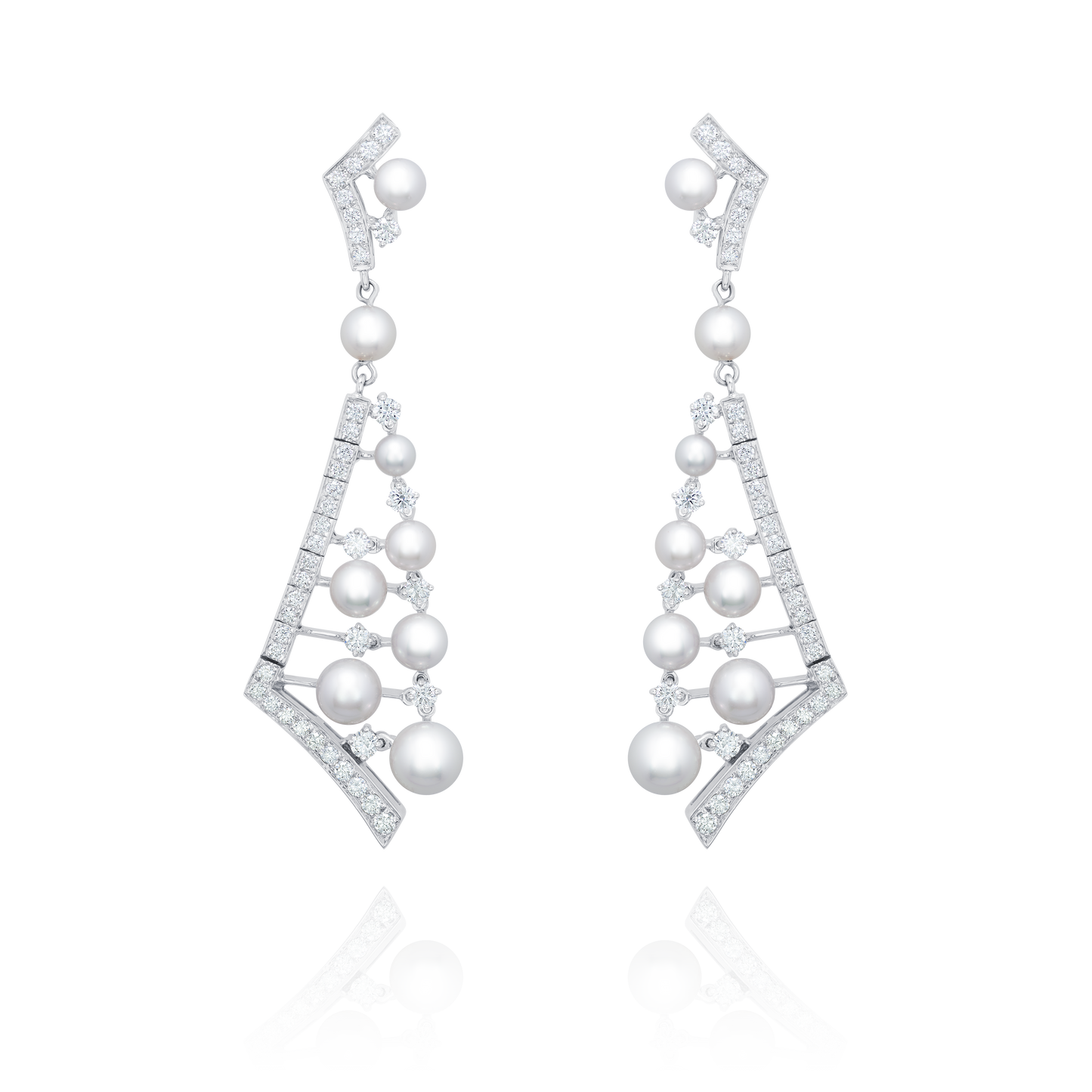 Pearl and Diamond Cascading Earrings