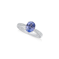 1.87cts Violet Sapphire Ring with Diamond Set Shoulders