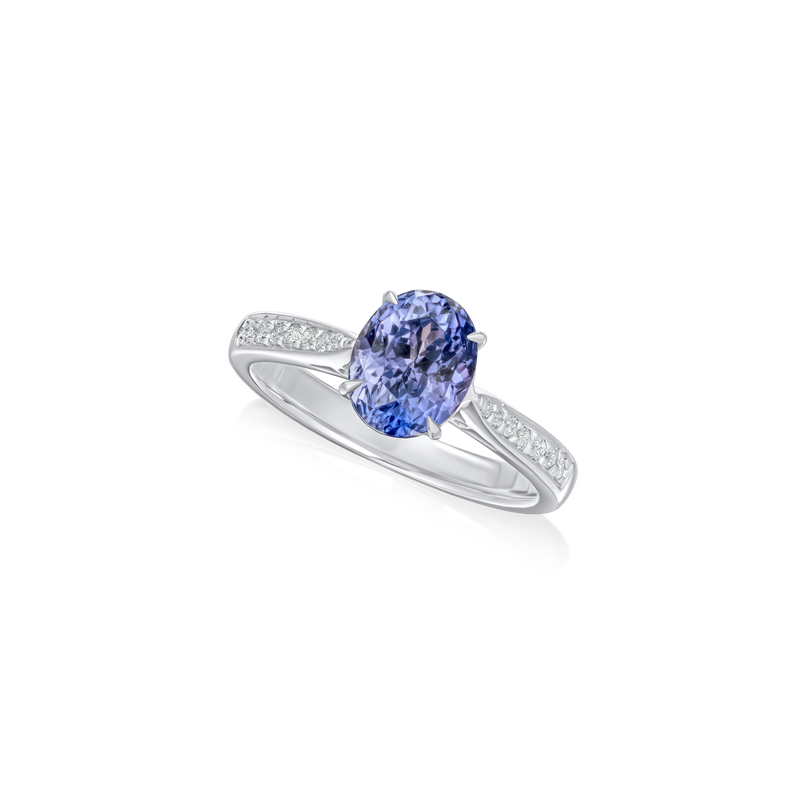 1.87cts Violet Sapphire Ring with Diamond Set Shoulders