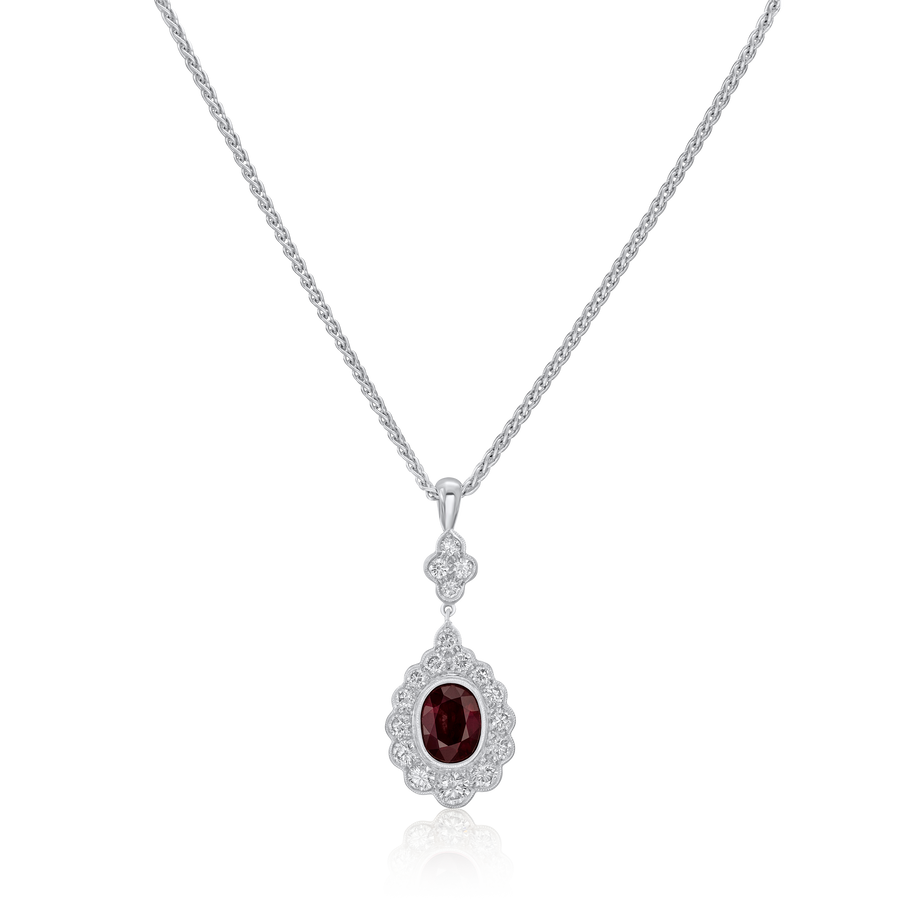 2.33cts Burma Ruby and Diamond Cluster Pendant