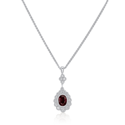 2.33cts Burma Ruby and Diamond Cluster Pendant