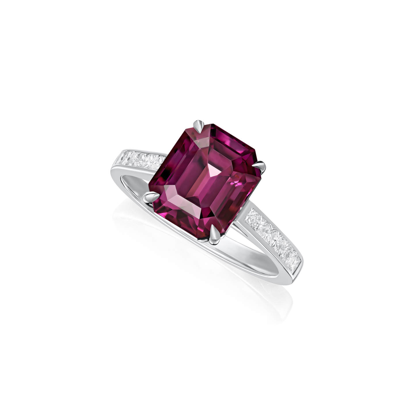 5.25cts Octagonal Cut Purple Spinel and Diamond Ring