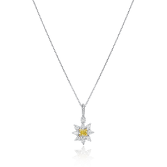 1.60cts White and Yellow Diamond Cluster Pendant