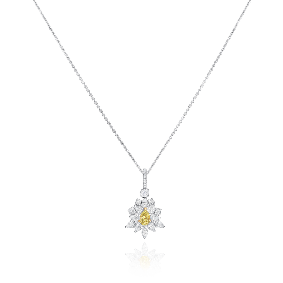 2.22cts White and Yellow Diamond Cluster Pendant