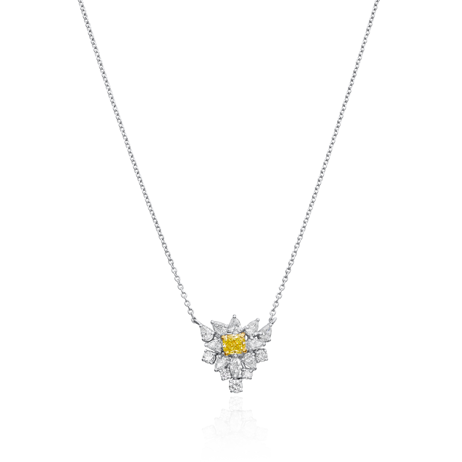 2.30cts White and Yellow Diamond Cluster Pendant