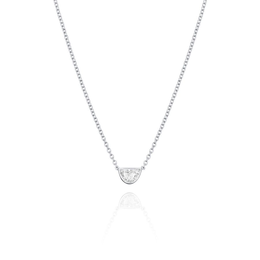 Platinum Shield Cut Rub Over Diamond Pendant