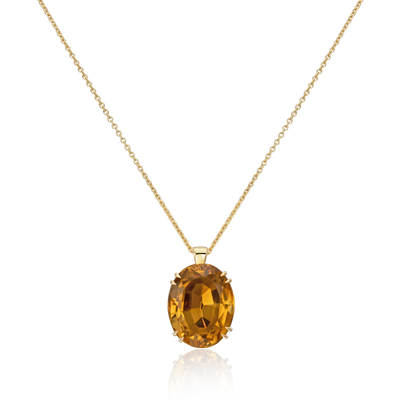 13.91cts Oval Citrine 18ct Yellow Gold Pendant