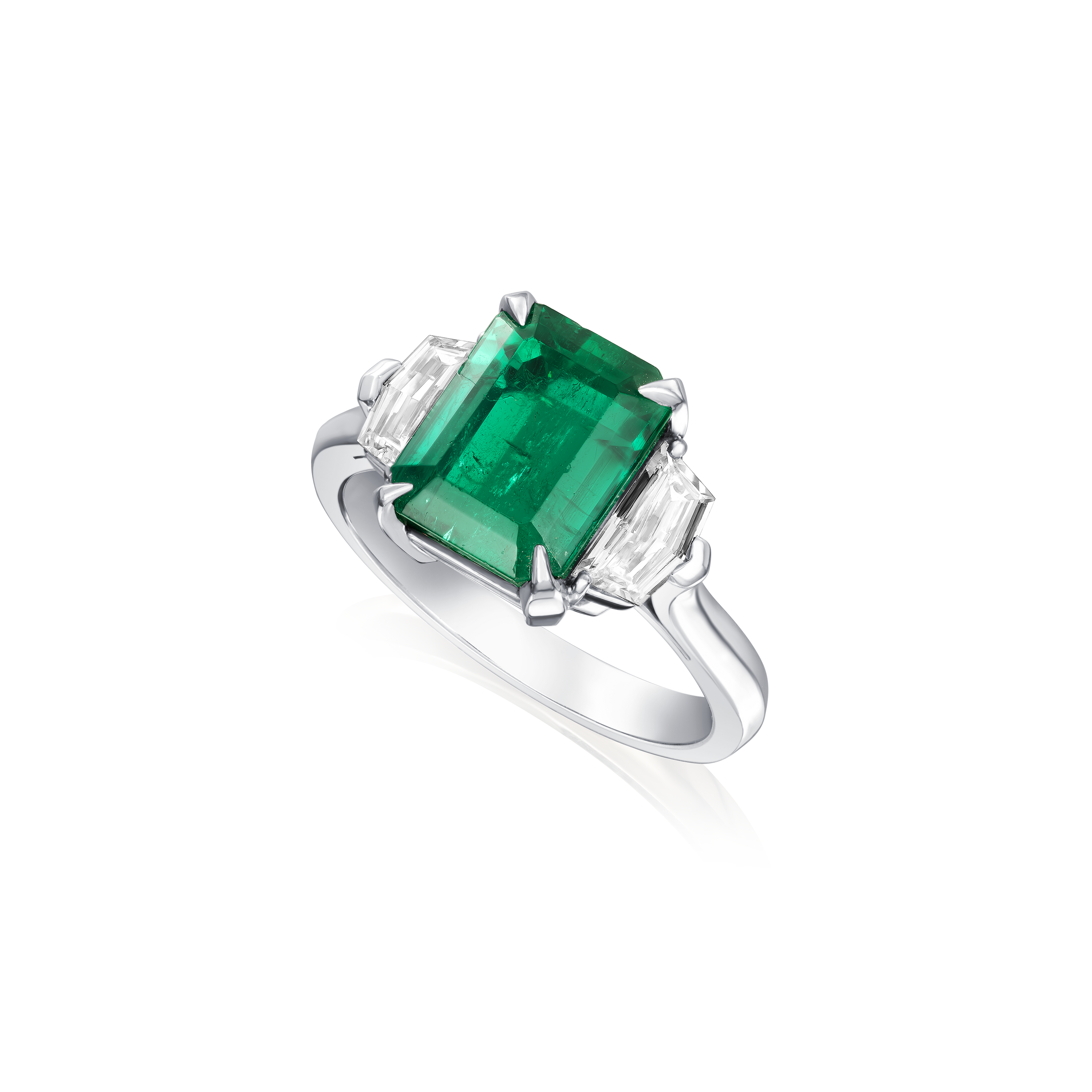 Octagonal Emerald and Diamond Ring
