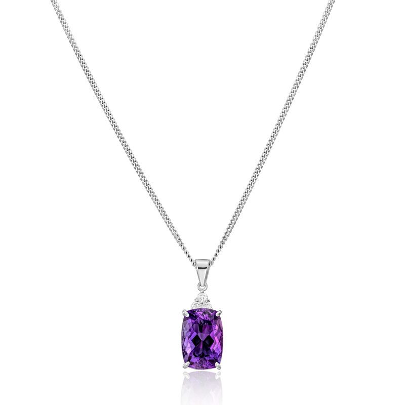 5.90cts Cushion Amethyst and Diamond Pendant