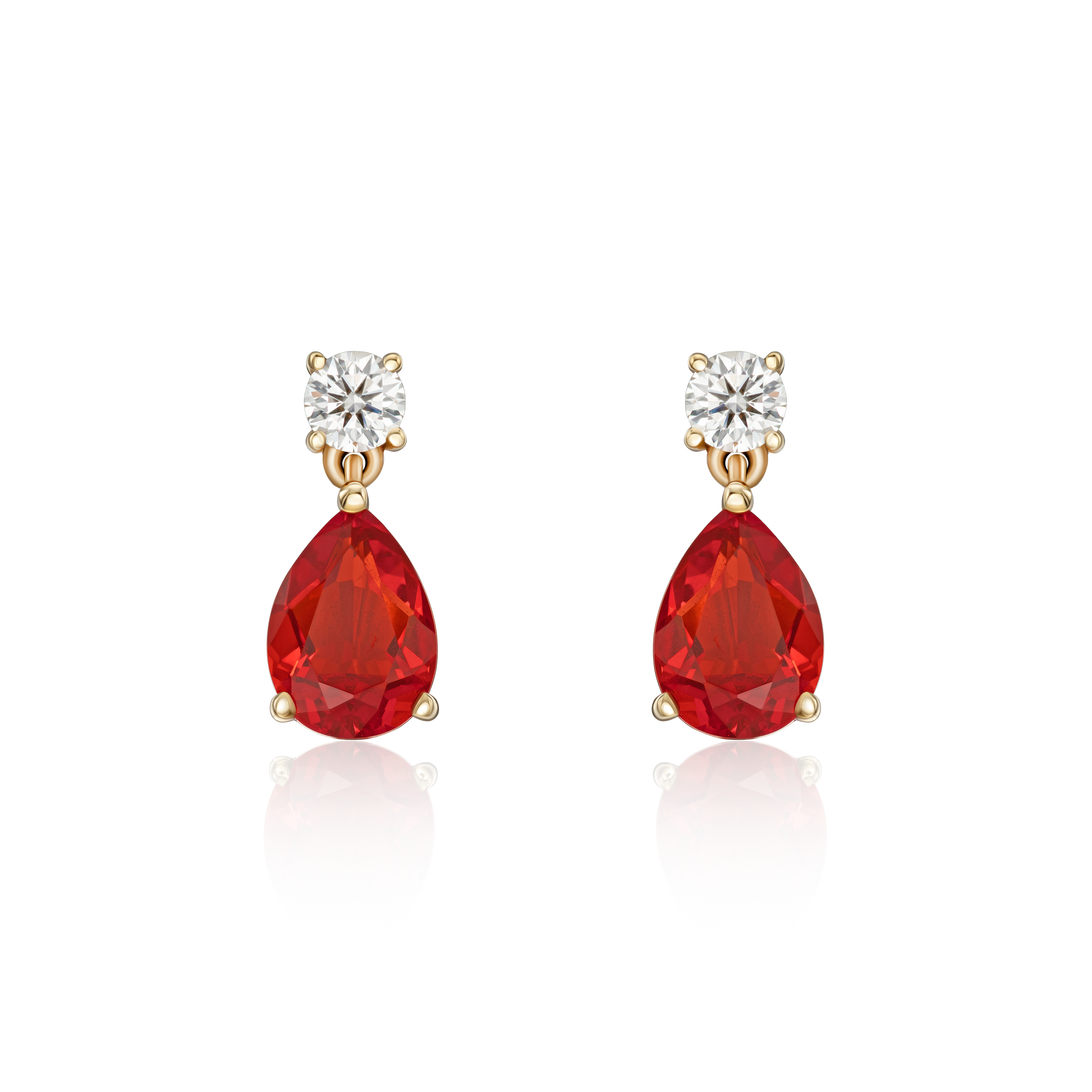 0.99cts Fire Opal and Diamond Drop Earrings