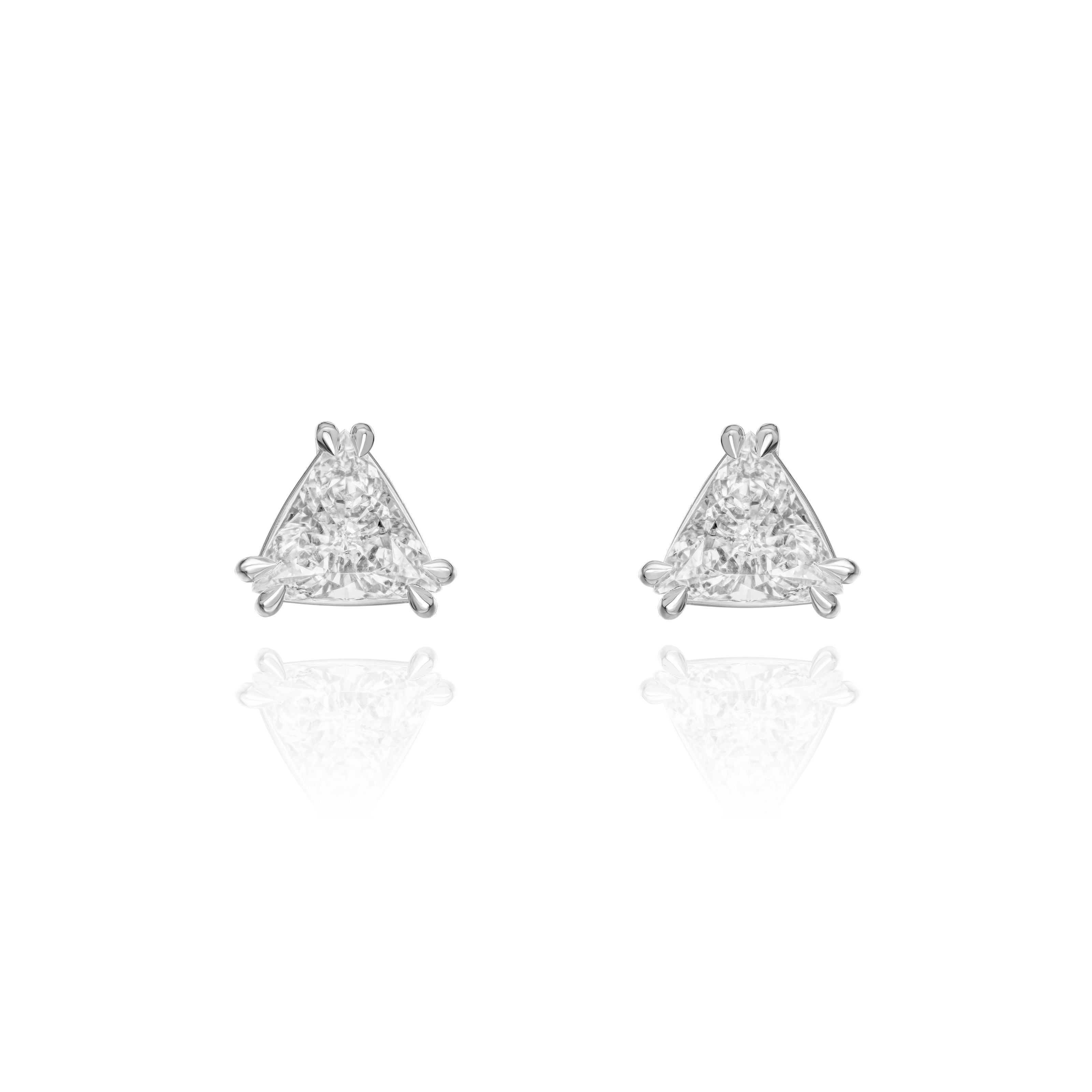 2.28cts Triangular Platinum Diamond Stud Earrings