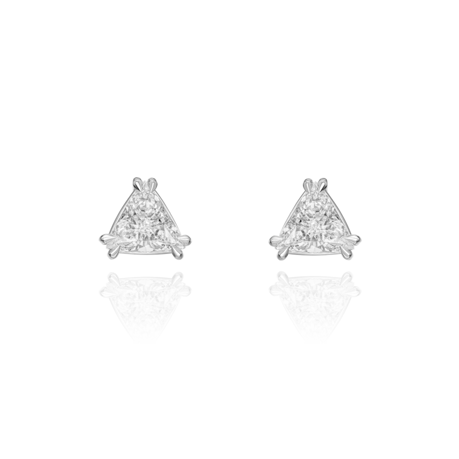 2.28cts Triangular Platinum Diamond Stud Earrings