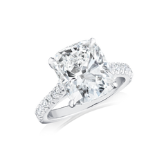 Cushion Cut Diamond Ring With Diamond Set Shoulders
