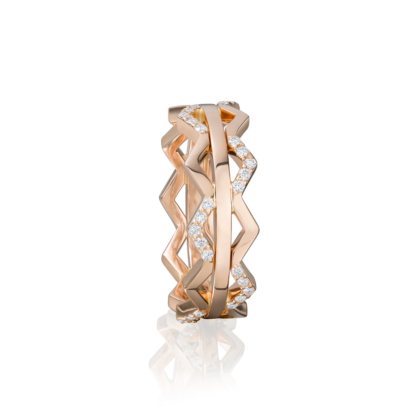 18ct Rose Gold and Diamond Nectar Stacking Ring