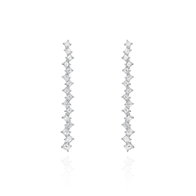 7.47cts Carré Cut Diamond Drop Earrings