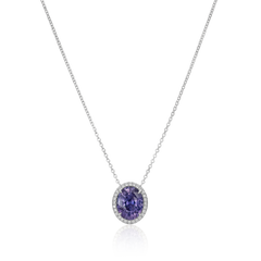 4.40cts Purple Sapphire and Diamond Cluster Pendant