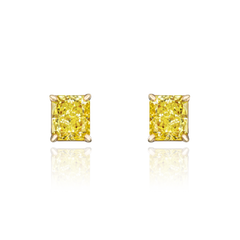 1.06cts Natural Fancy Intense Yellow Radiant Cut Yellow Diamond Studs