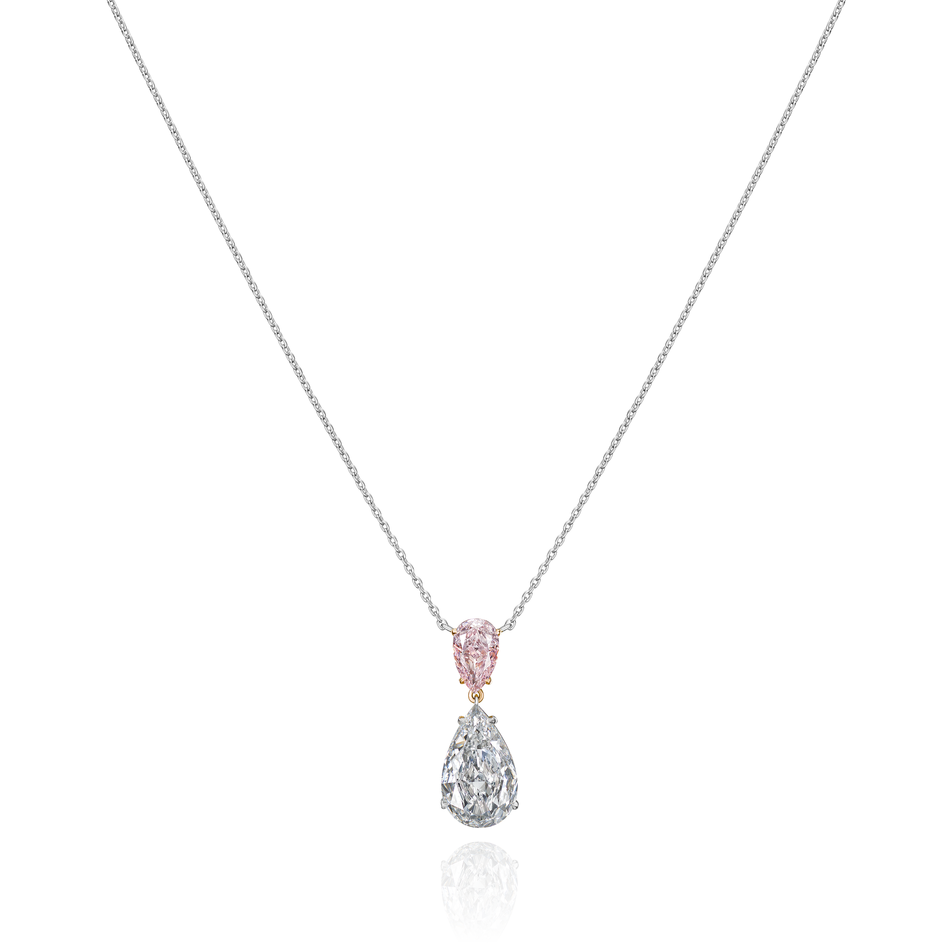 Natural Pink Diamond Pear Shape Drop Pendant