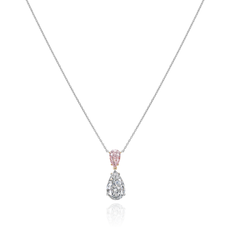 Natural Pink Diamond Pear Shape Drop Pendant
