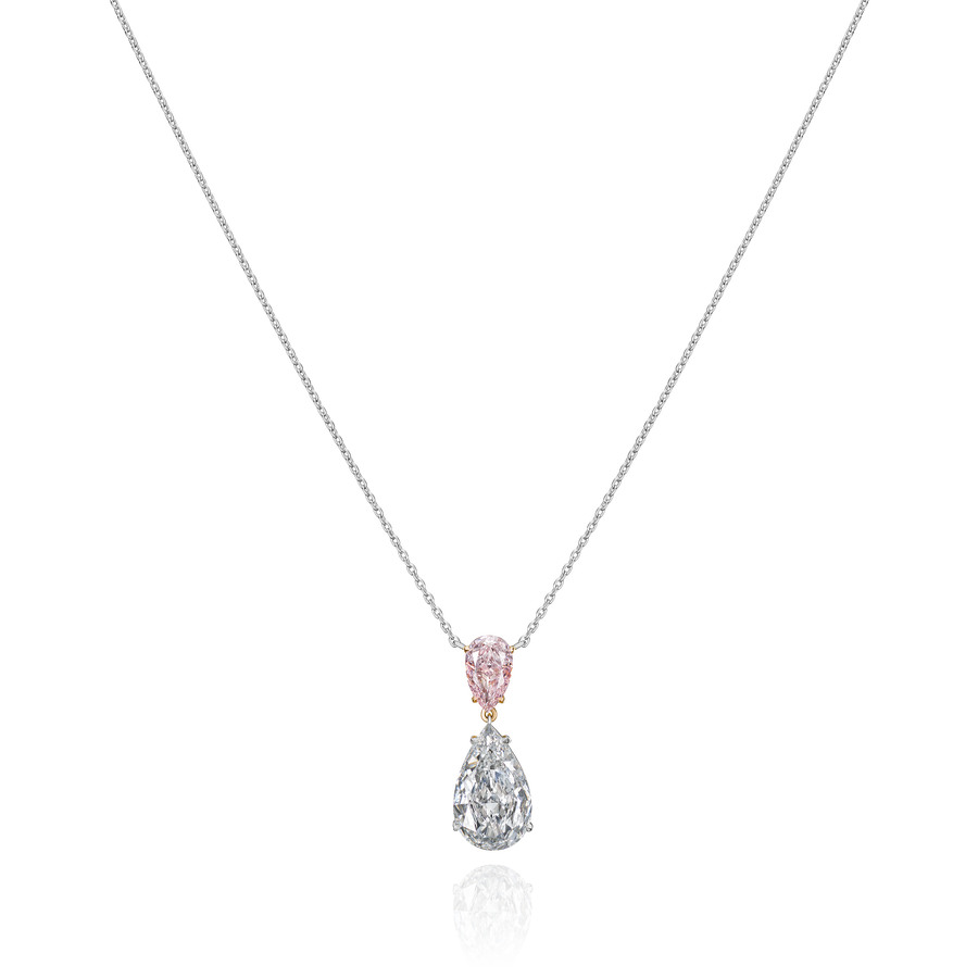 Natural Pink Diamond Pear Shape Drop Pendant