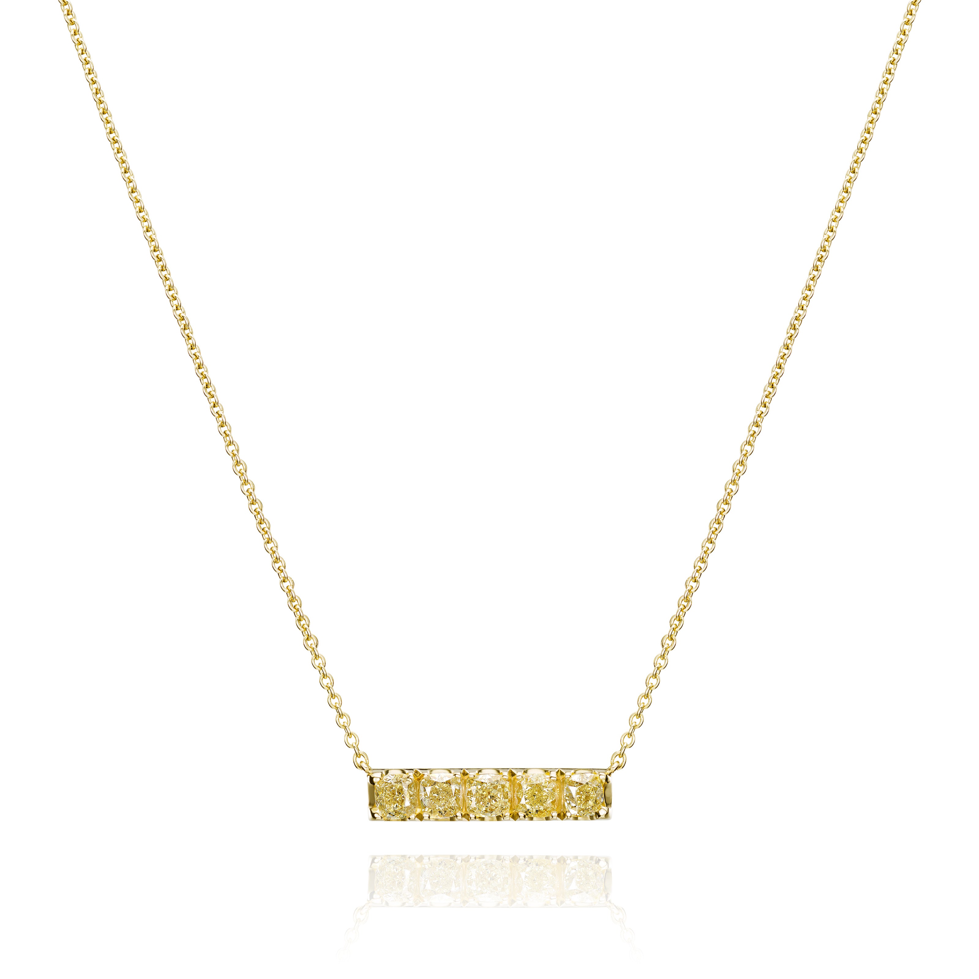 Five Stone Yellow Diamond 18ct Yellow Gold Bar Pendant