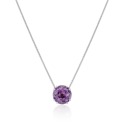 5.74cts Round Amethyst 18ct White Gold Pendant