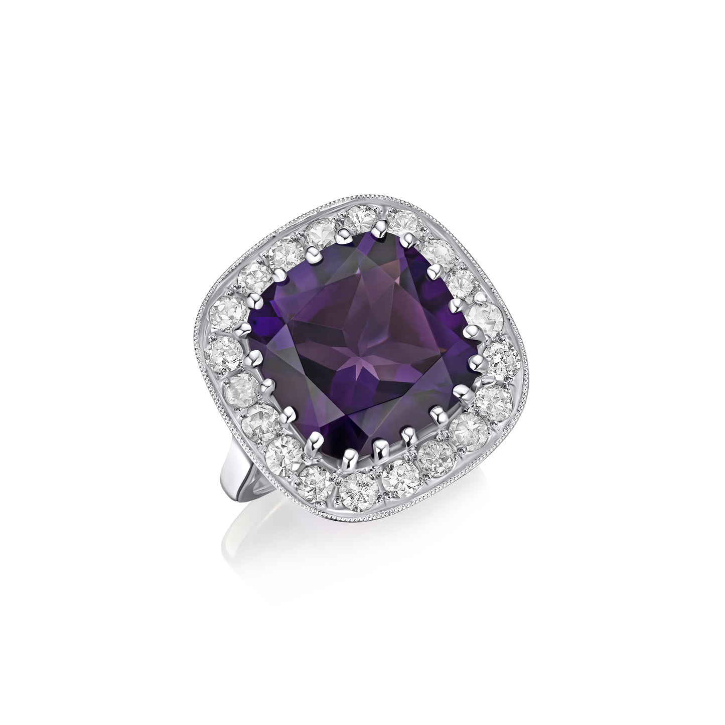5.94cts Amethyst and Diamond Cluster Ring
