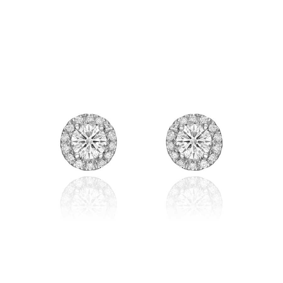 1.28cts Round Brilliant-Cut Diamond Cluster Earrings