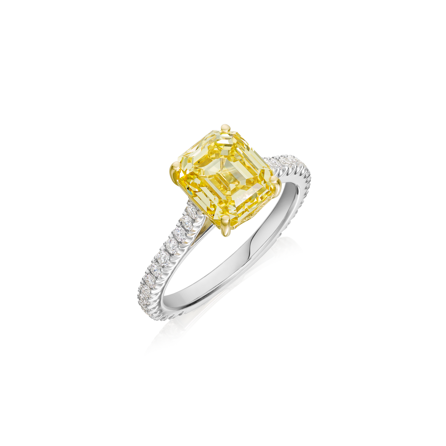 Natural Fancy Vivid Yellow Diamond Engagement Ring