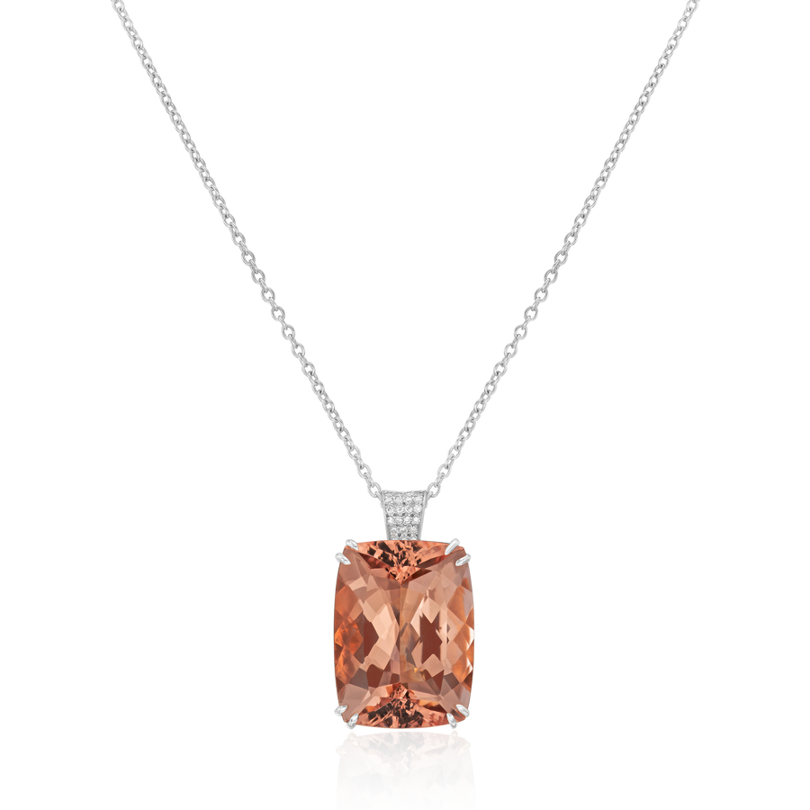 21.55cts Morganite and Diamond Pendant