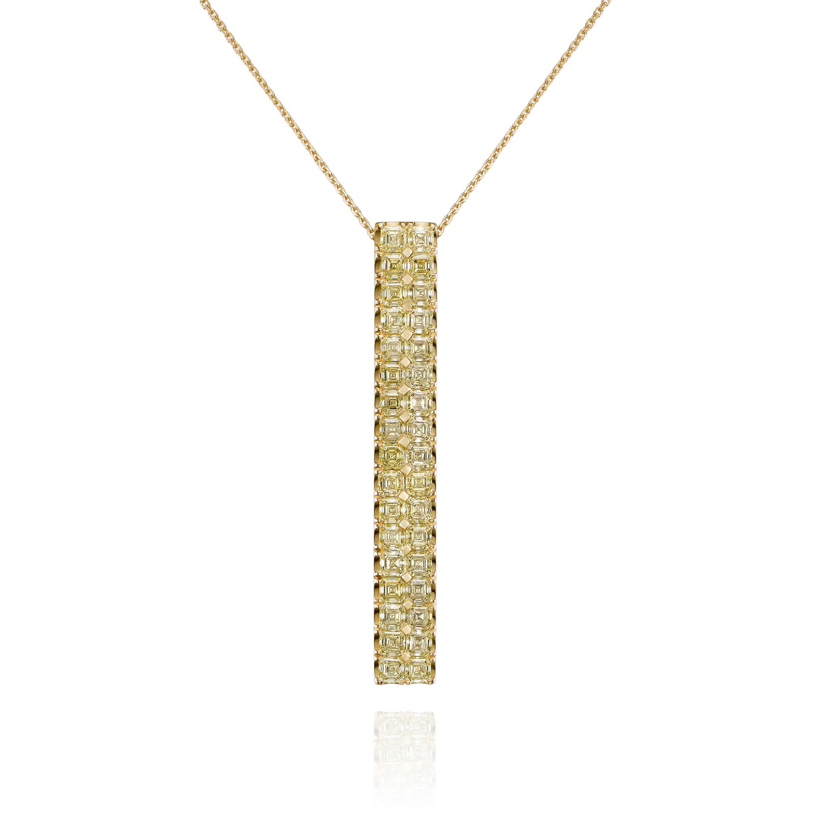 Elongated Yellow Diamond 18ct Yellow Gold Bar Pendant