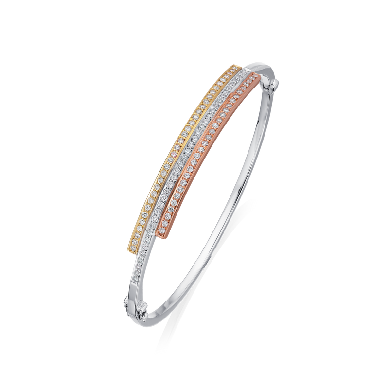 Skyline Diamond-Set Three Row Bangle