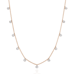 18ct Rose Gold Spectacle-Set Diamond Drop Chain