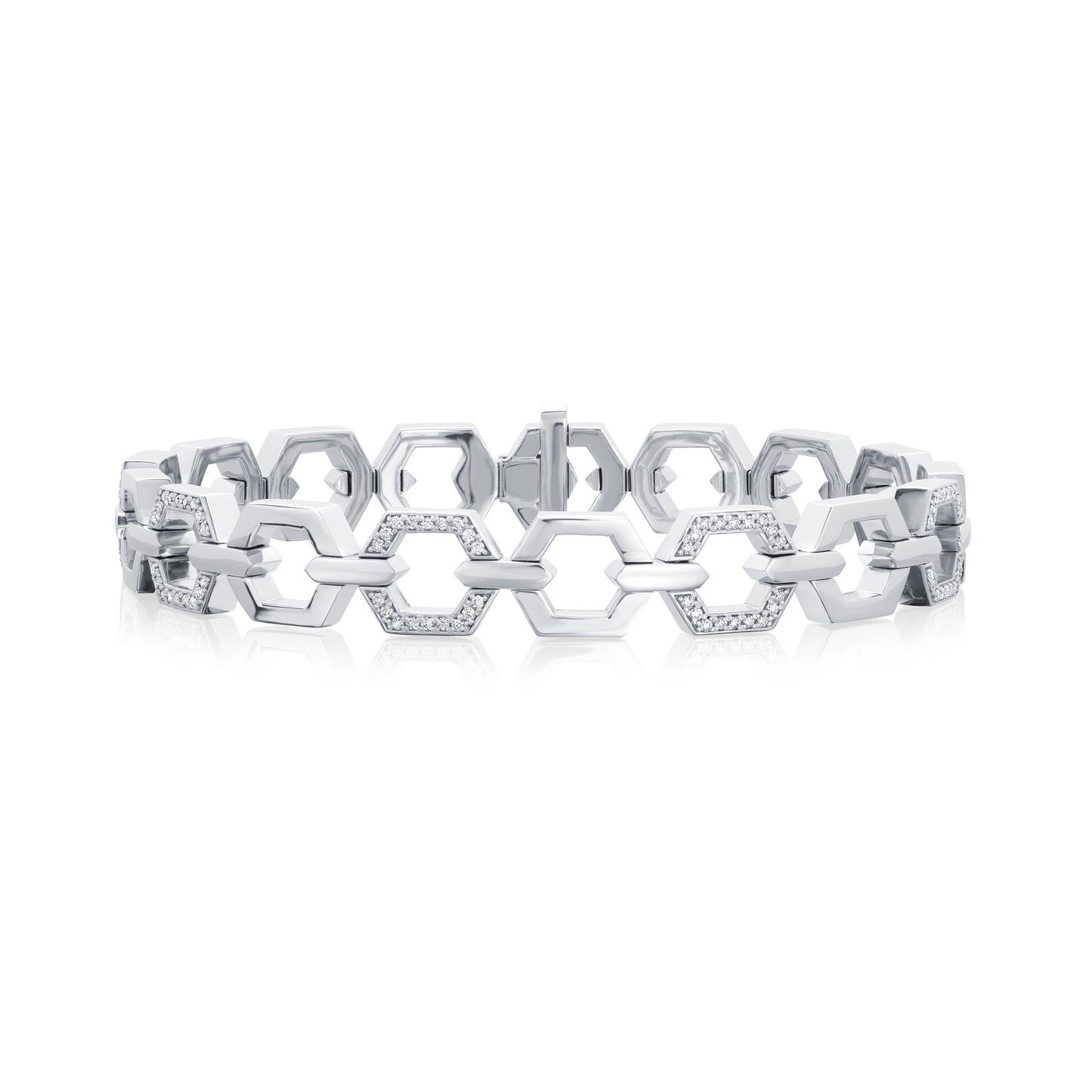 Nectar Platinum Bracelet With Diamond Set Links
