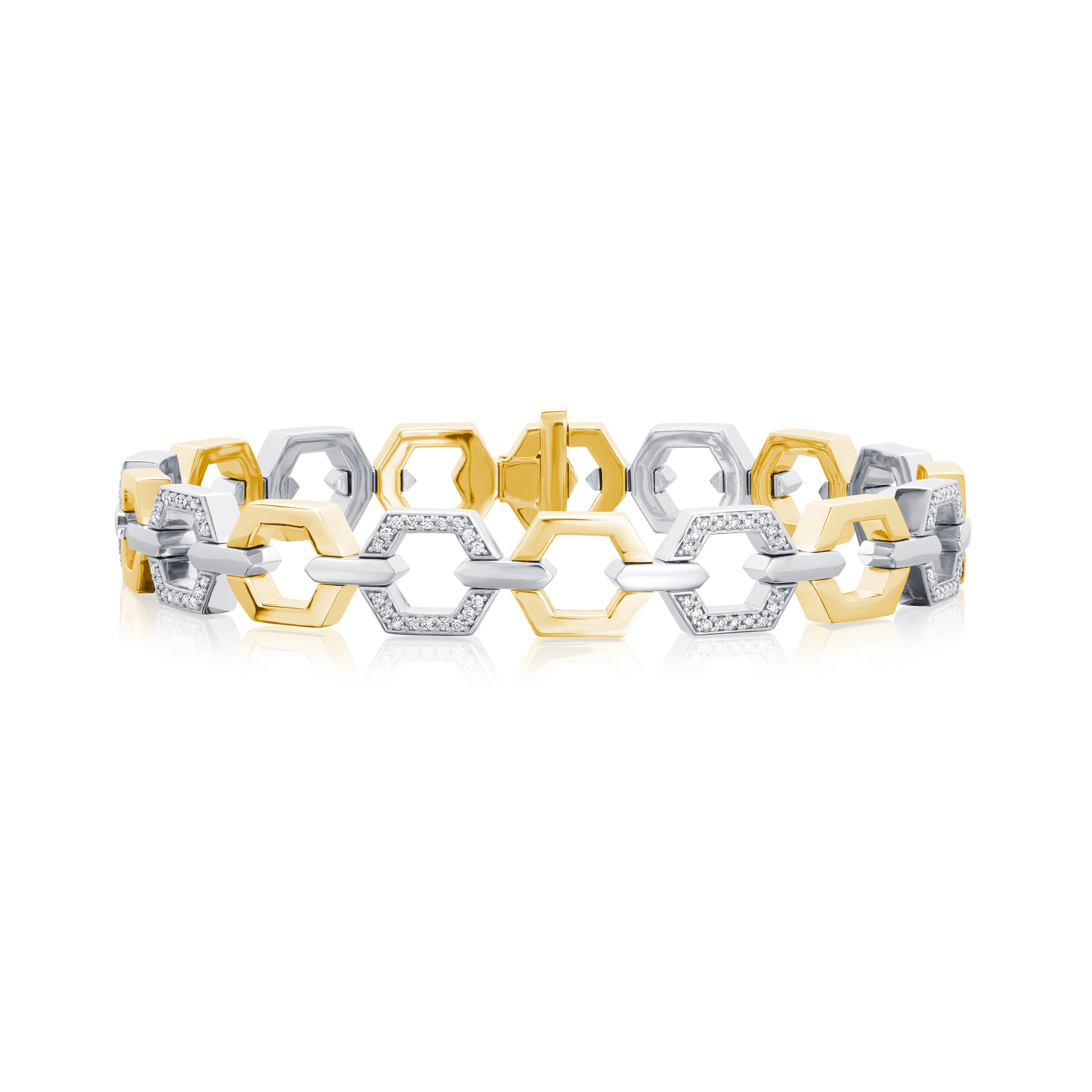 Nectar Yellow Gold Bracelet With Diamond Set Links
